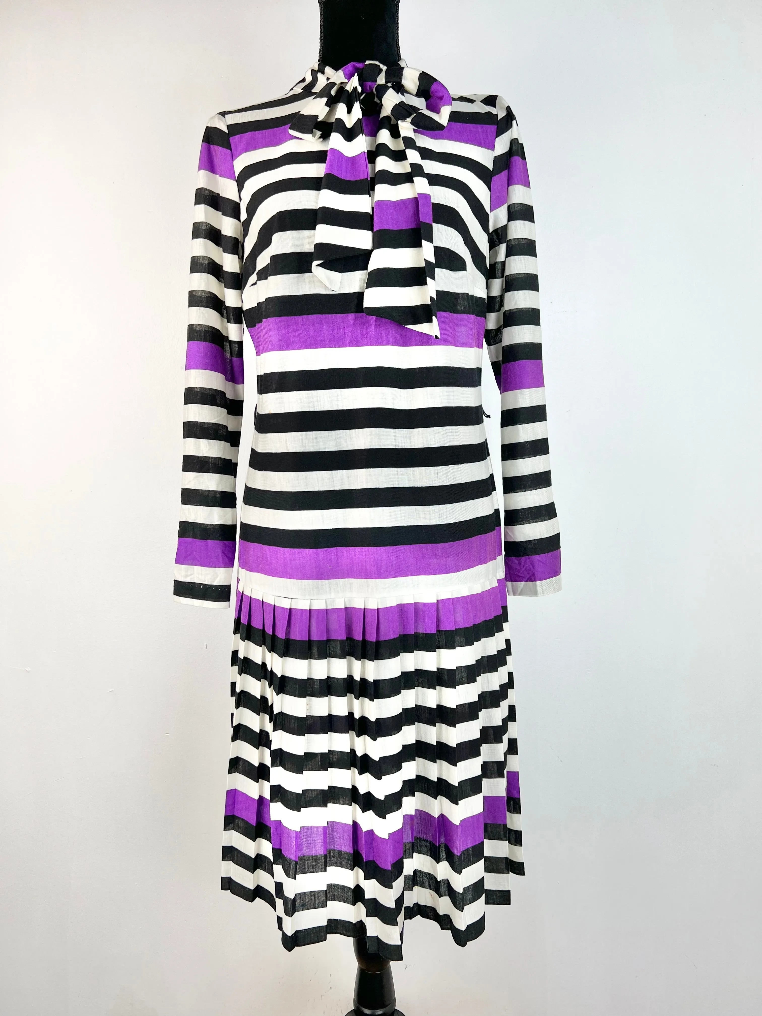 80s Deadstock Stripe Midi Frock - AU12