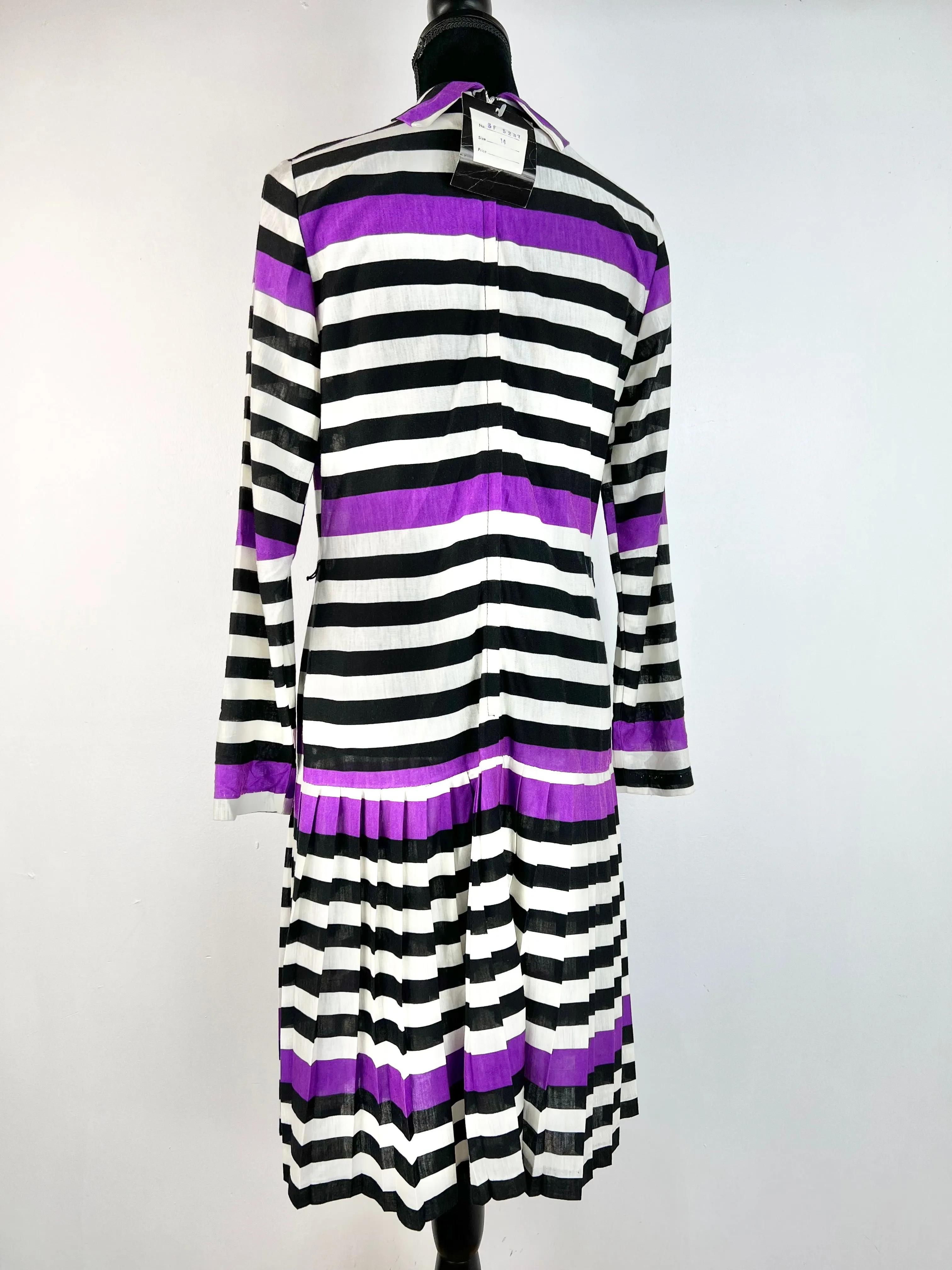 80s Deadstock Stripe Midi Frock - AU12