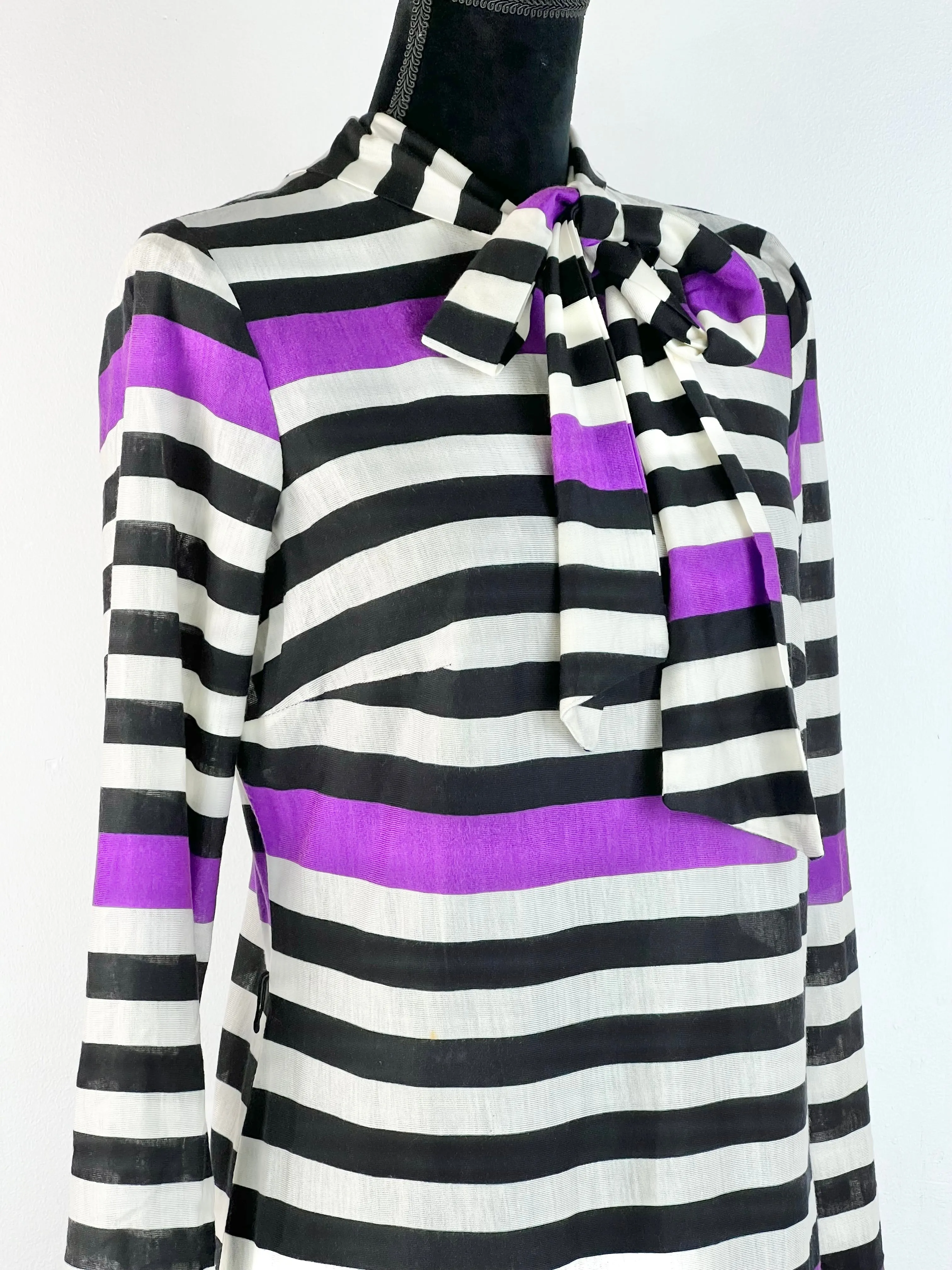 80s Deadstock Stripe Midi Frock - AU12