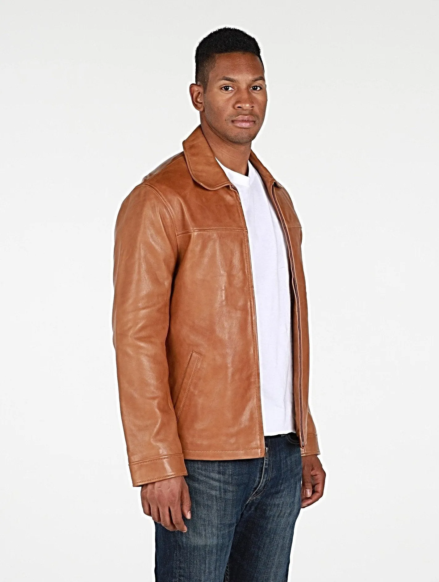 Abbyse Mens Leather Jacket Lambskin - New!