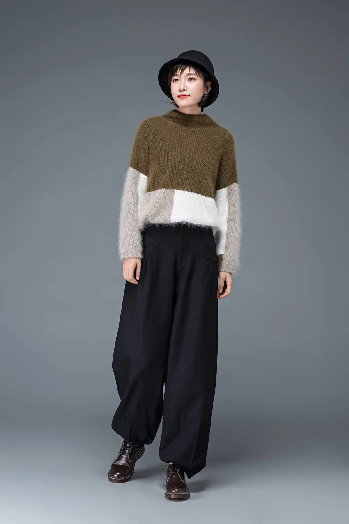 Black pants, womens pants, wool pants, black long pants, wide leg pants, casual pants, winter pants, maxi pants with pockets C1179