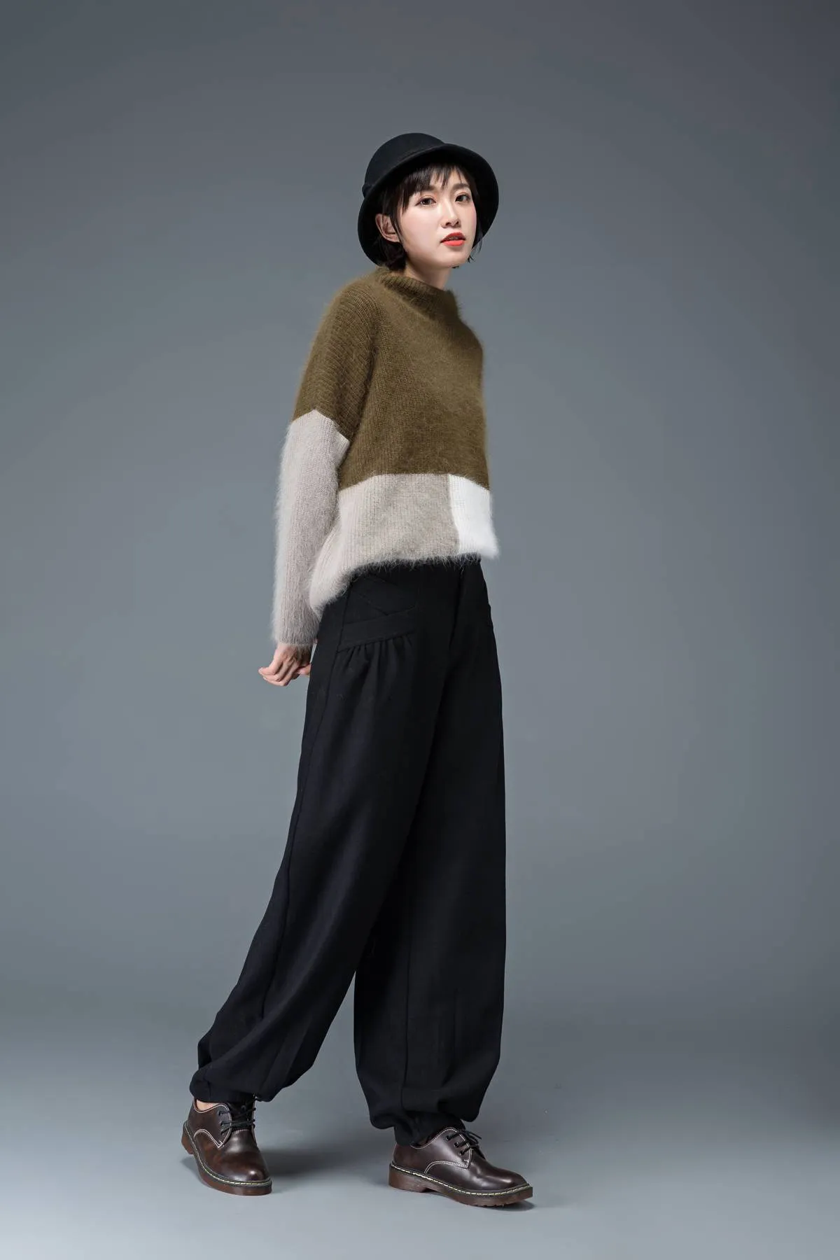 Black pants, womens pants, wool pants, black long pants, wide leg pants, casual pants, winter pants, maxi pants with pockets C1179