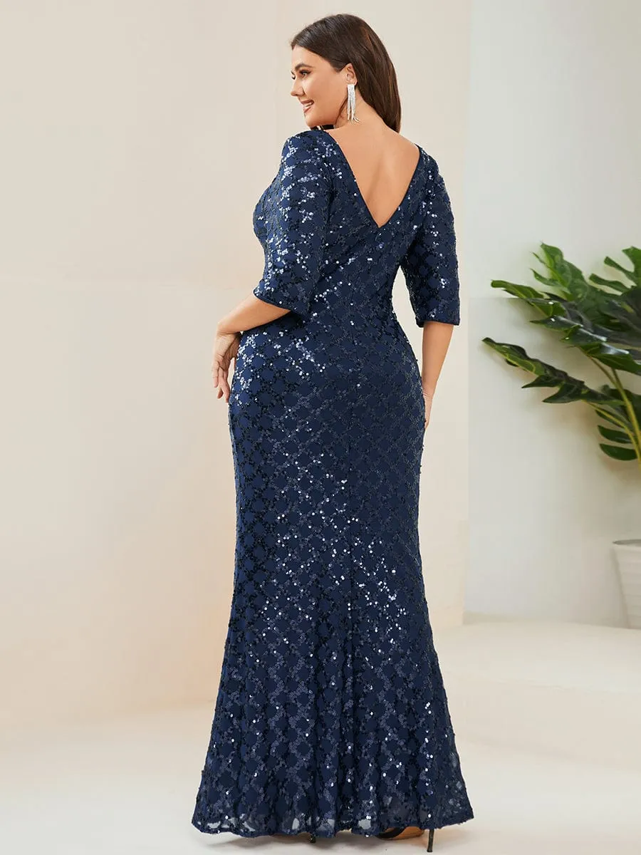 Bodycon Sequin Dress with 3/4 Sleeves