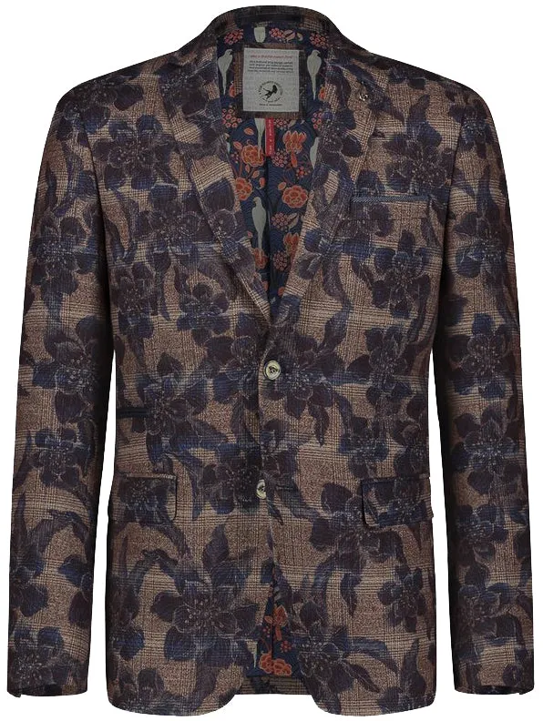 Brown Flower Check Blazer