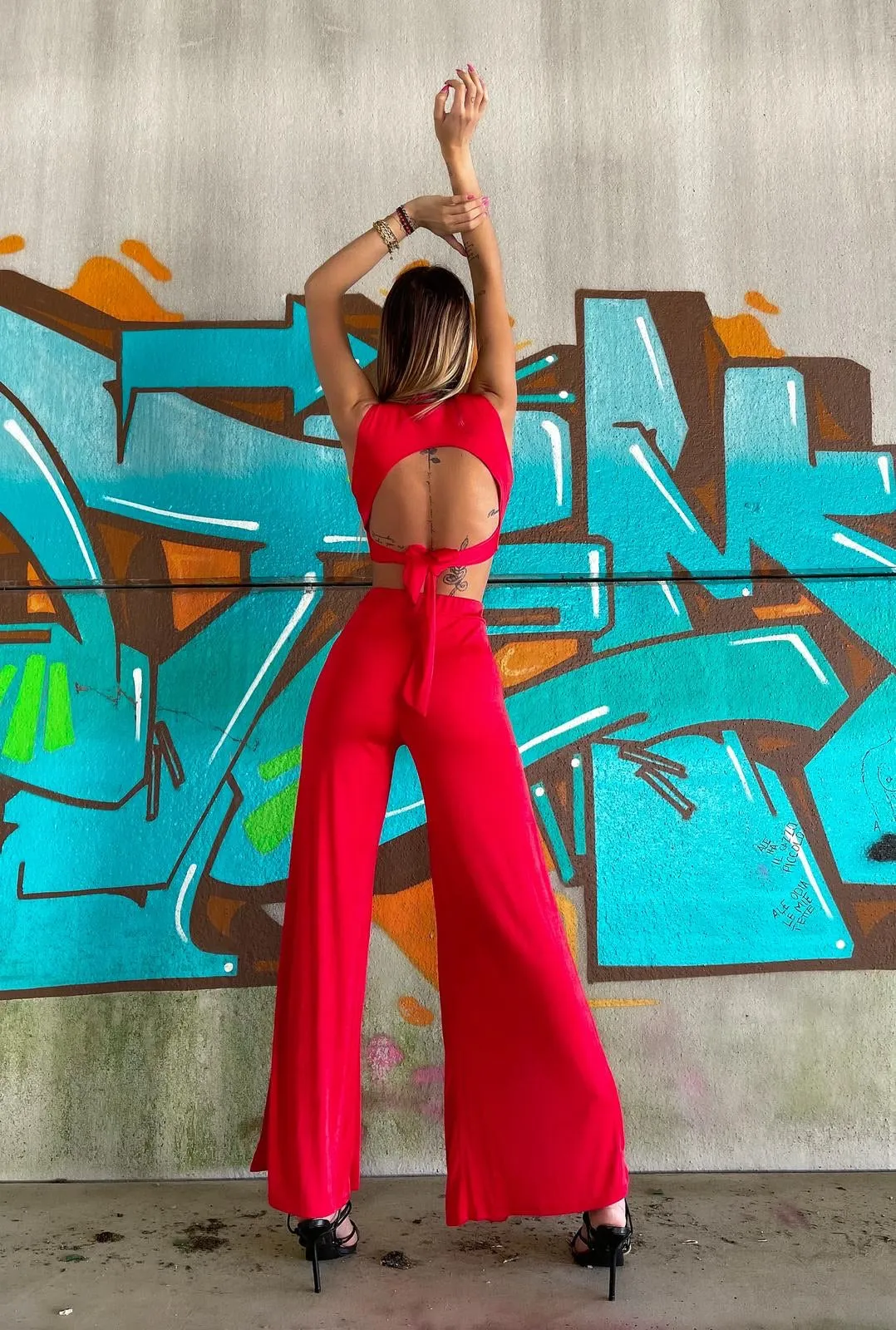 Completo pantalone con spacco e top