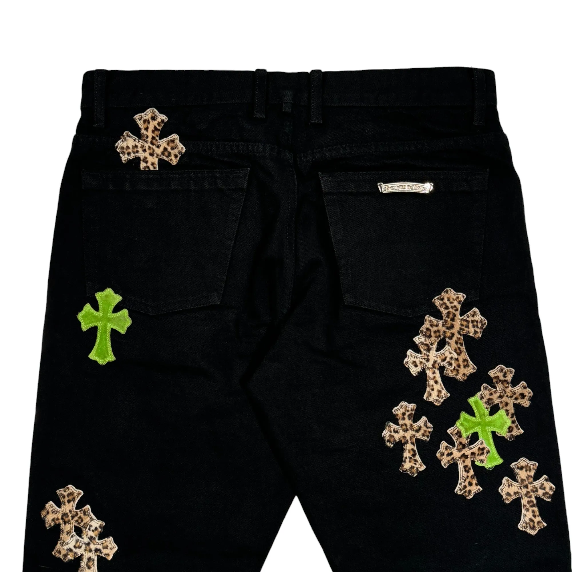 Green & Cheetah Cross Patch Jeans