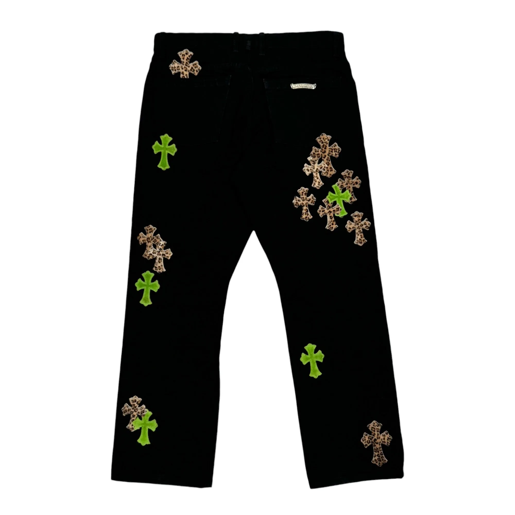 Green & Cheetah Cross Patch Jeans