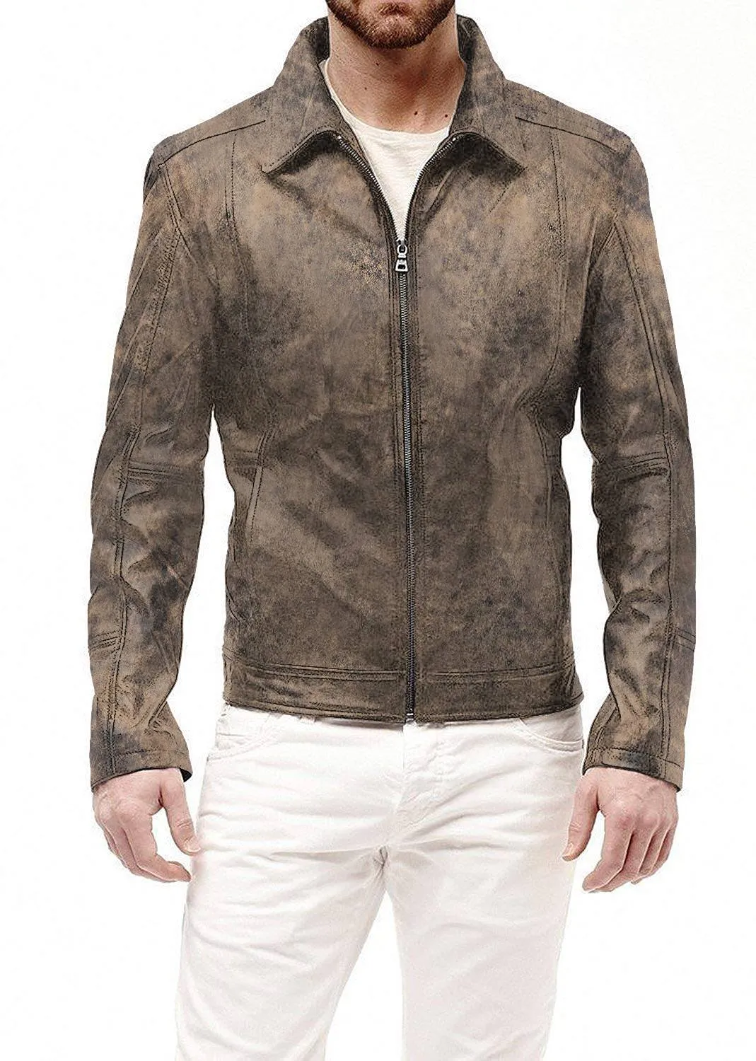 Leather Jackets Hub Mens Genuine Lambskin Leather Jacket (Black, Aviator Jacket) - 1501241
