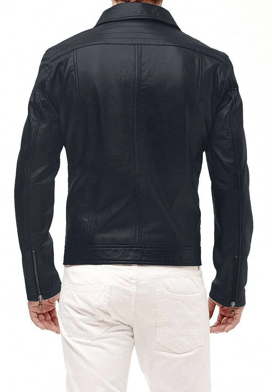 Leather Jackets Hub Mens Genuine Lambskin Leather Jacket (Black, Aviator Jacket) - 1501241