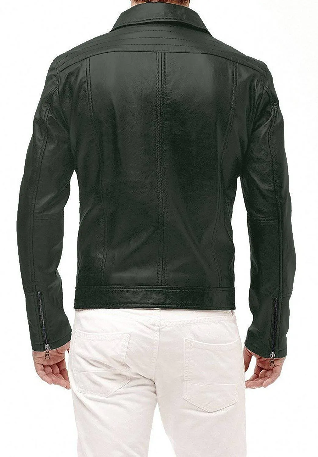 Leather Jackets Hub Mens Genuine Lambskin Leather Jacket (Black, Aviator Jacket) - 1501241