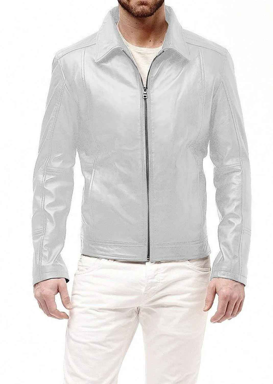 Leather Jackets Hub Mens Genuine Lambskin Leather Jacket (Black, Aviator Jacket) - 1501241