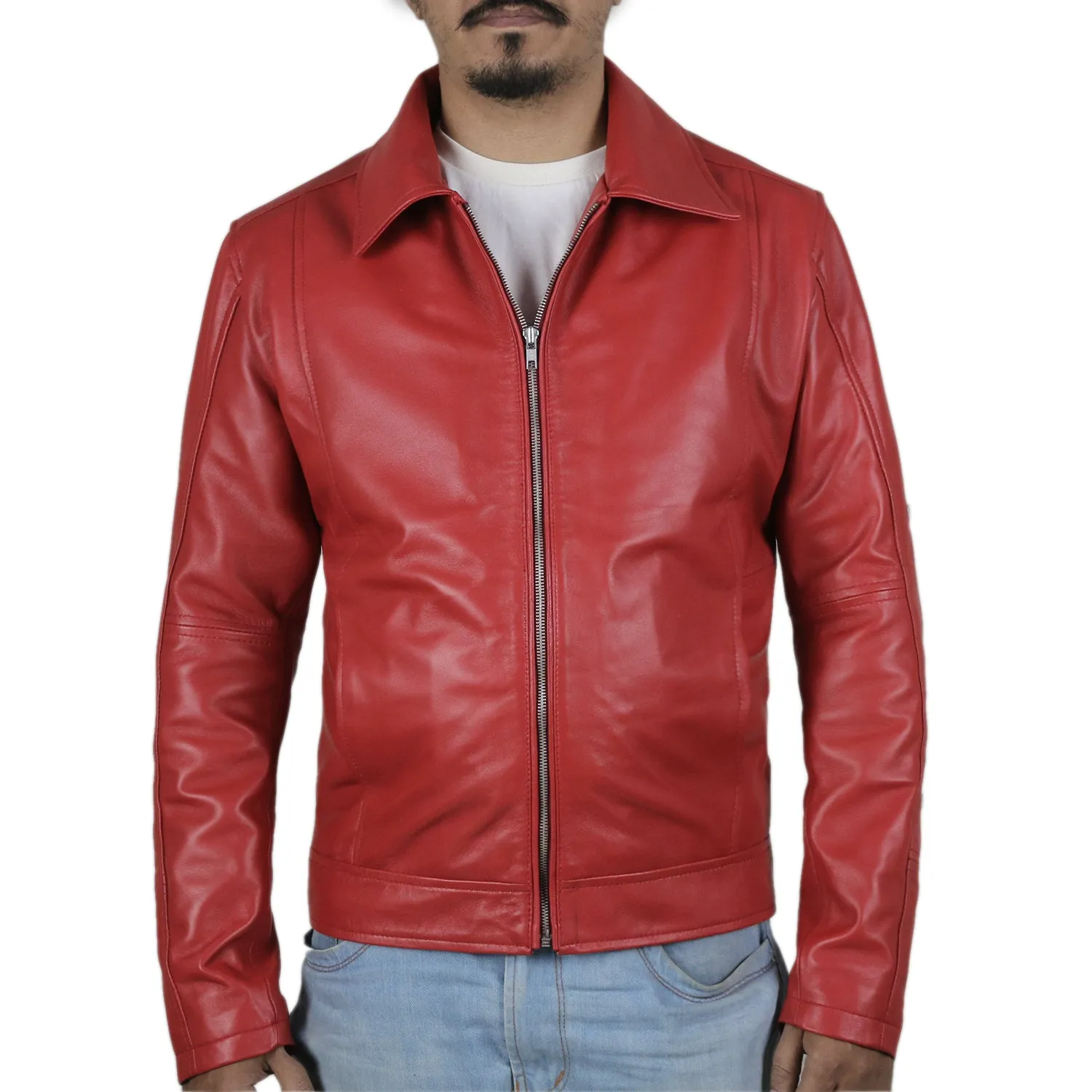 Leather Jackets Hub Mens Genuine Lambskin Leather Jacket (Black, Aviator Jacket) - 1501241