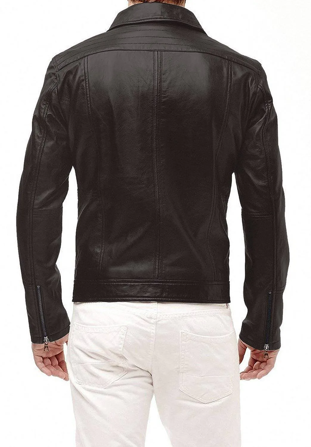 Leather Jackets Hub Mens Genuine Lambskin Leather Jacket (Black, Aviator Jacket) - 1501241