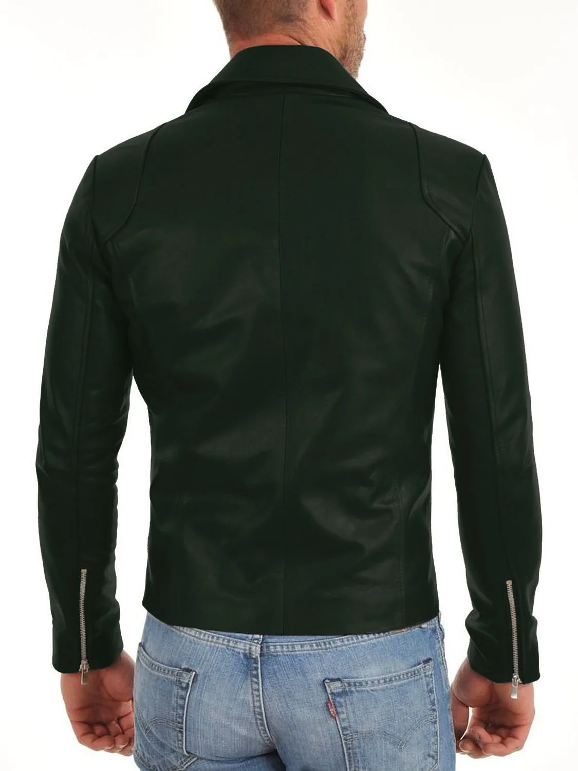 Leather Jackets Hub Mens Genuine Lambskin Leather Jacket (Black, Double Rider Jacket) - 1501260
