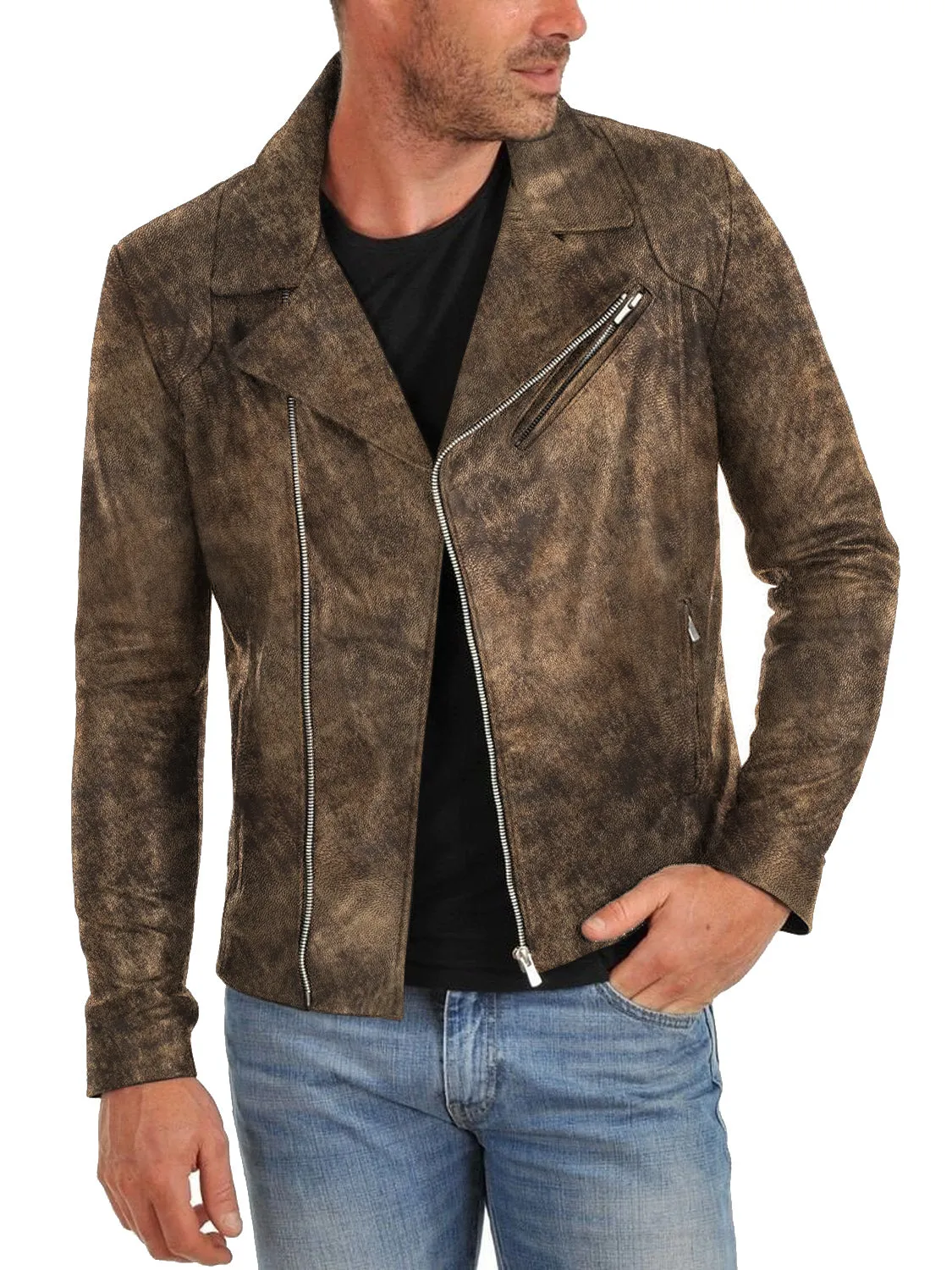 Leather Jackets Hub Mens Genuine Lambskin Leather Jacket (Black, Double Rider Jacket) - 1501260