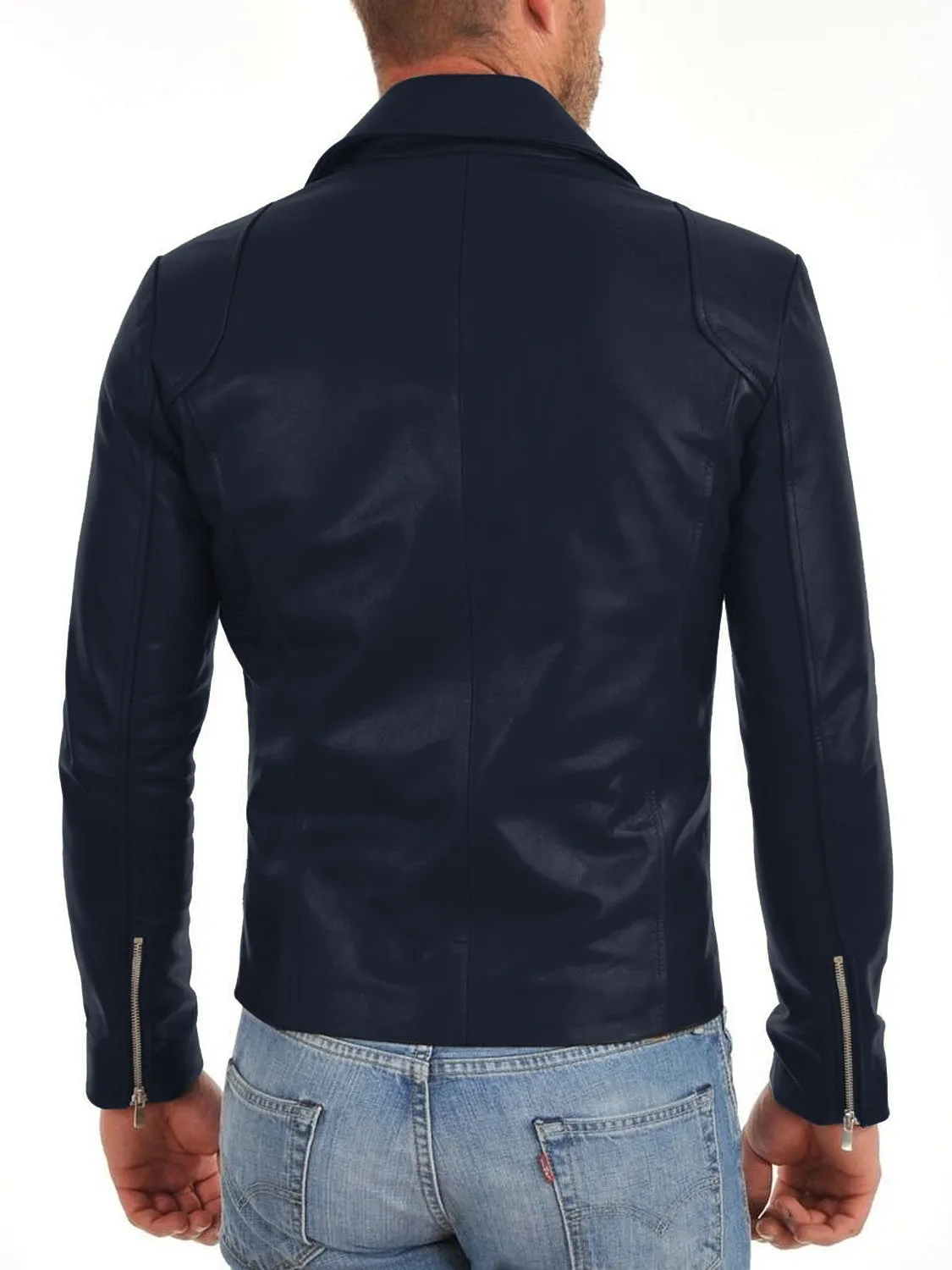 Leather Jackets Hub Mens Genuine Lambskin Leather Jacket (Black, Double Rider Jacket) - 1501260