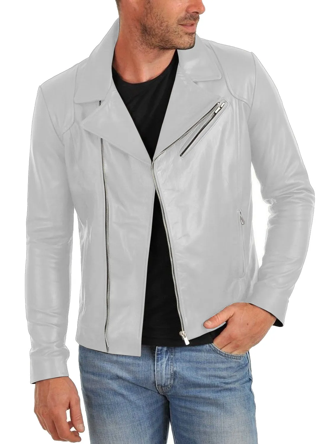 Leather Jackets Hub Mens Genuine Lambskin Leather Jacket (Black, Double Rider Jacket) - 1501260