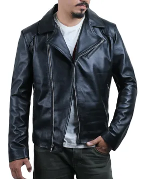 Leather Jackets Hub Mens Genuine Lambskin Leather Jacket (Black, Double Rider Jacket) - 1501260
