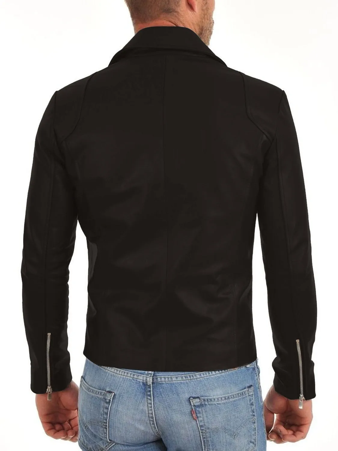 Leather Jackets Hub Mens Genuine Lambskin Leather Jacket (Black, Double Rider Jacket) - 1501260