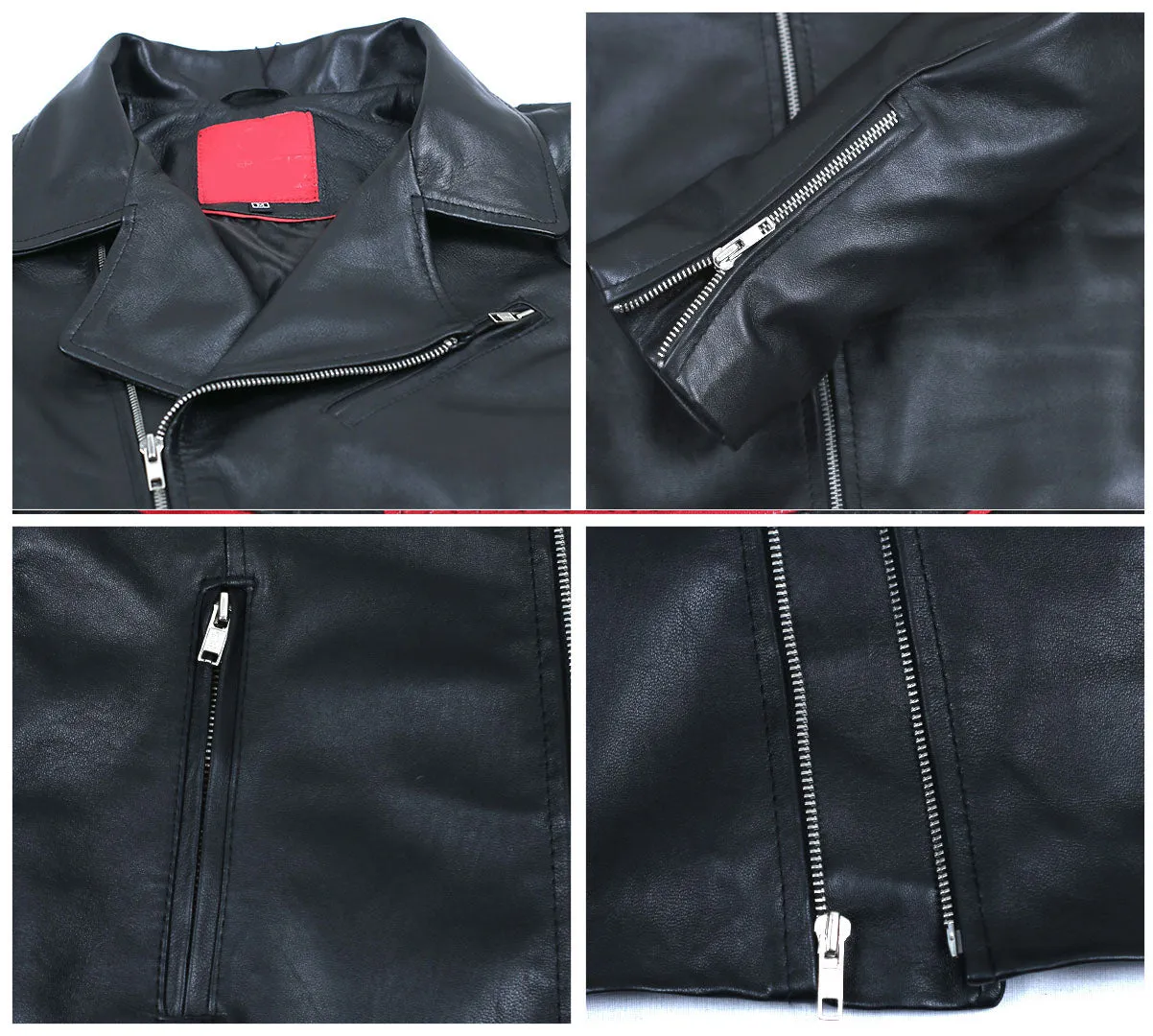 Leather Jackets Hub Mens Genuine Lambskin Leather Jacket (Black, Double Rider Jacket) - 1501260