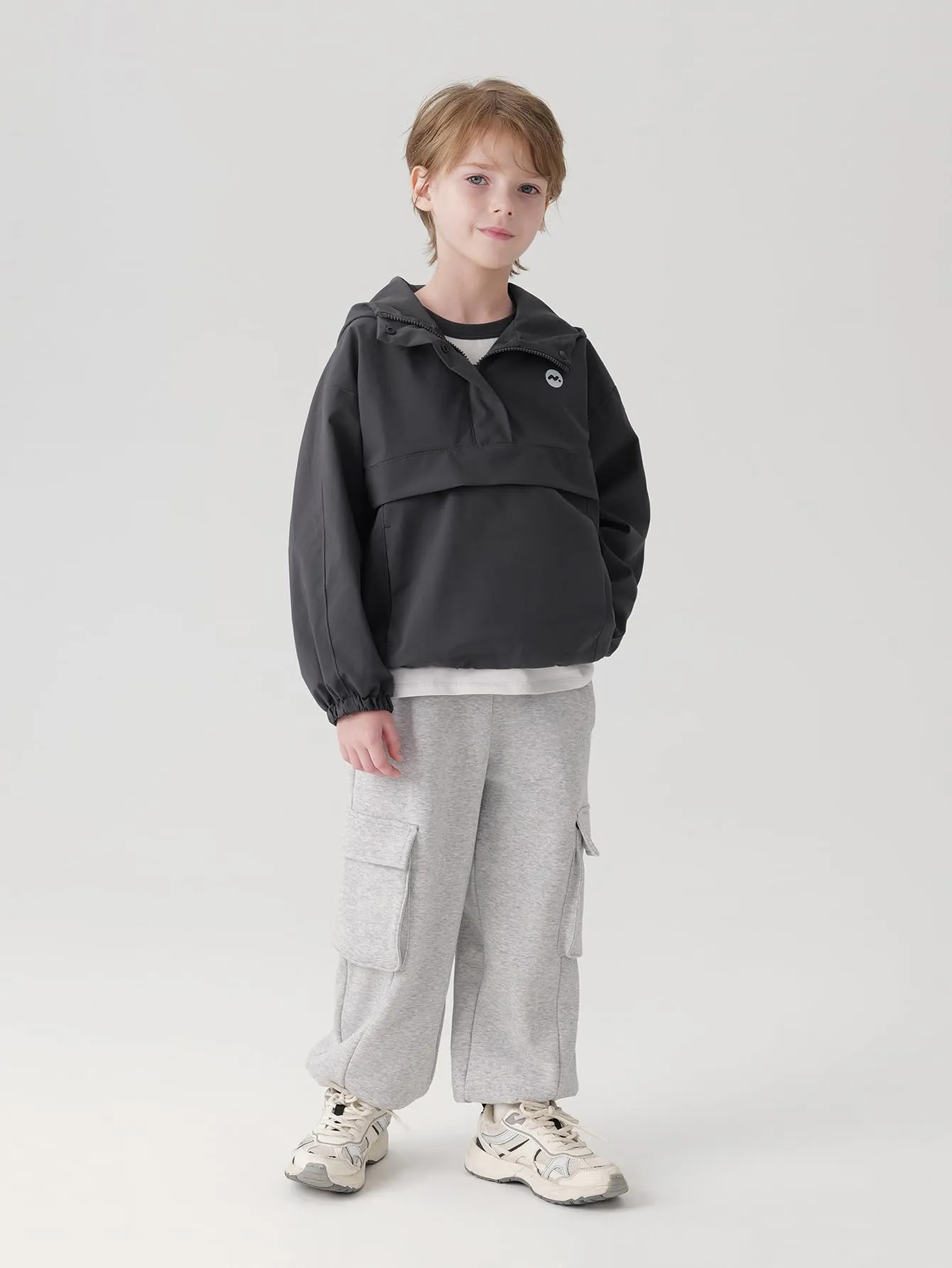 MARC & JANIE Boys Girls Half Zipper Hooded Windbreaker Jacket 241310