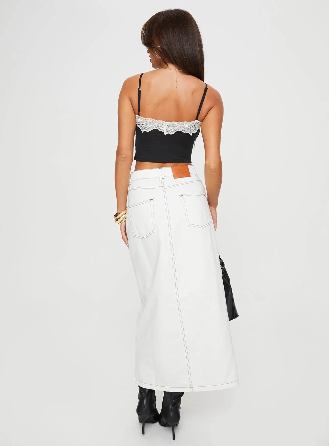Meadowland Denim Maxi Skirt Cream