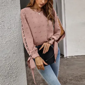 Open Sleeves With Pearls Blouse