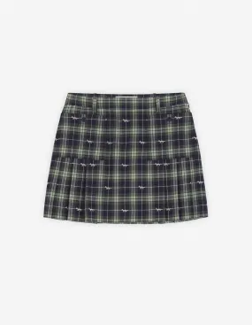 PLEATED MINI SKIRT WITH POCKETS NAVY/ASH TREE