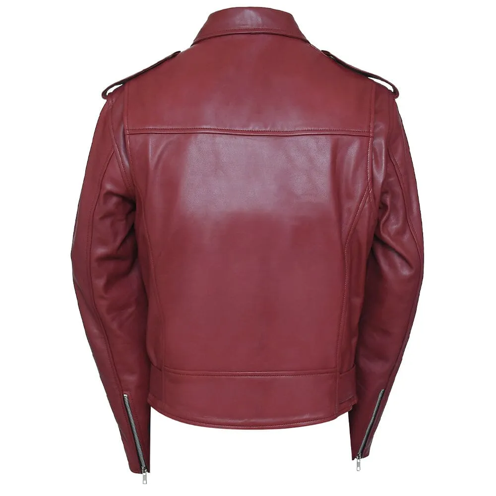 Real Biker Belted Red Leather Jacket