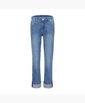 Red Button Kim Straight Leg Jeans With Turn Up