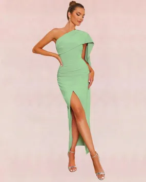 Sage One-Shoulder Bandage Maxi Dress - Green