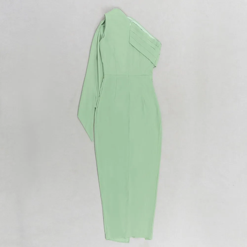 Sage One-Shoulder Bandage Maxi Dress - Green
