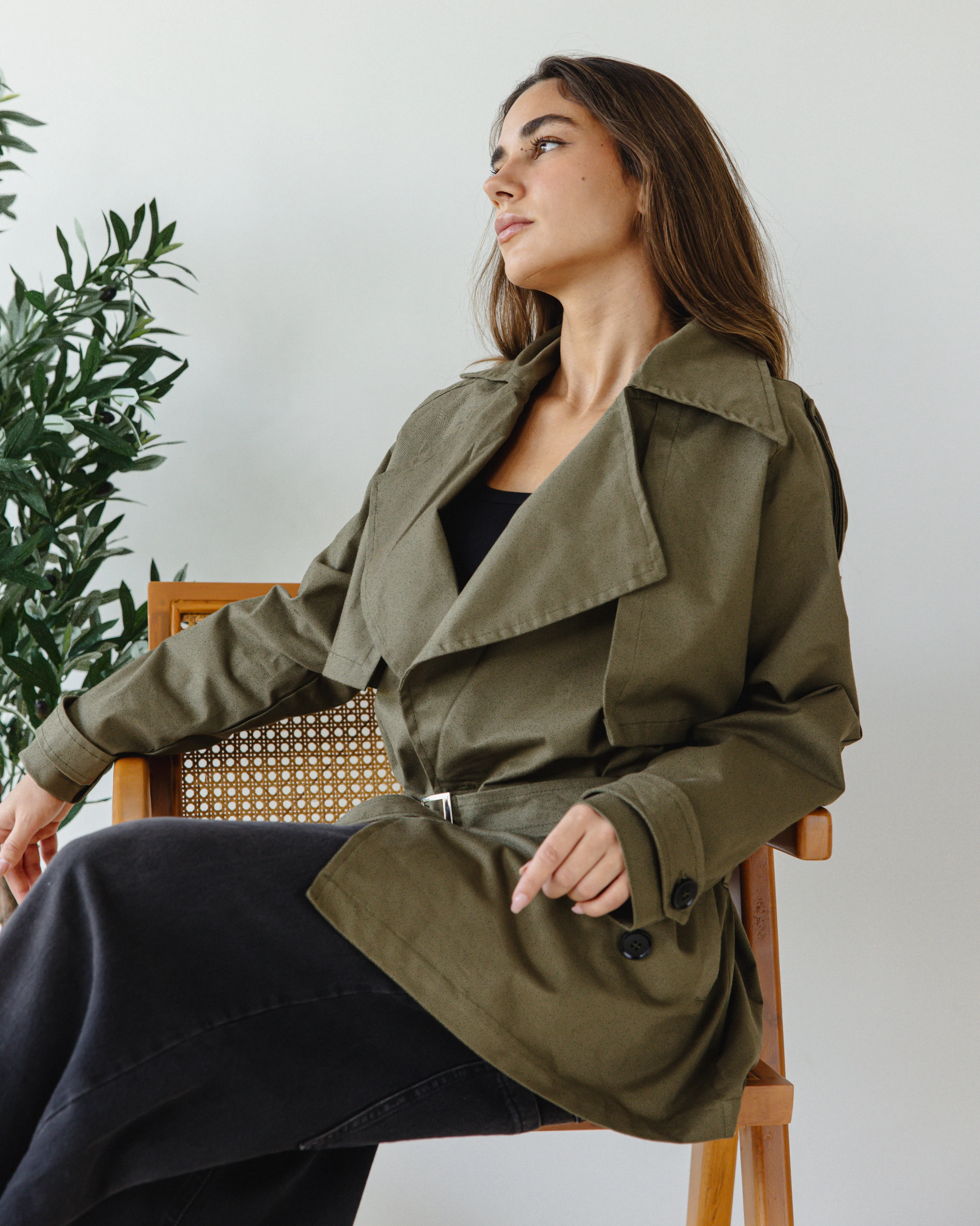 SHORT TRENCH COAT KHAKI