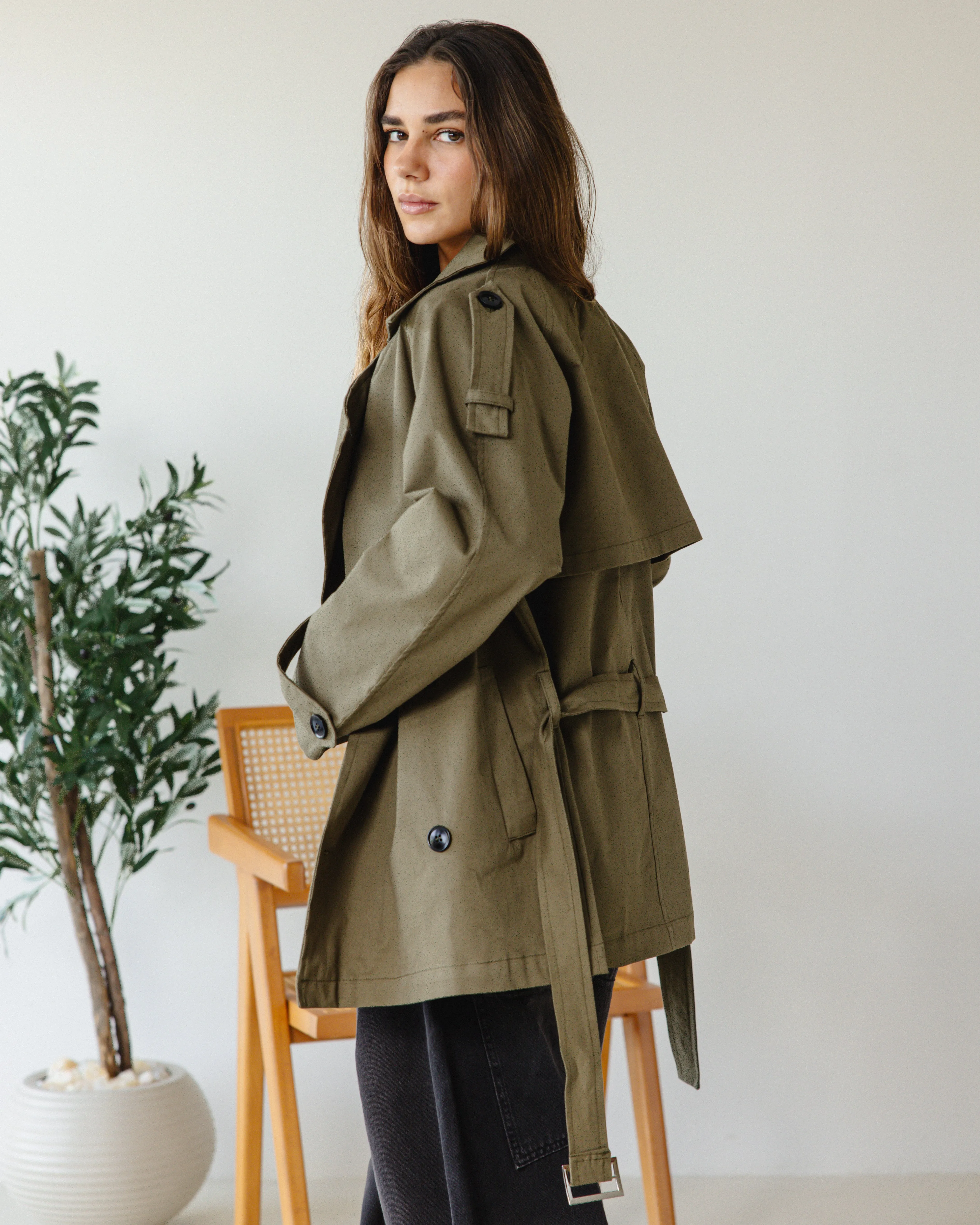 SHORT TRENCH COAT KHAKI