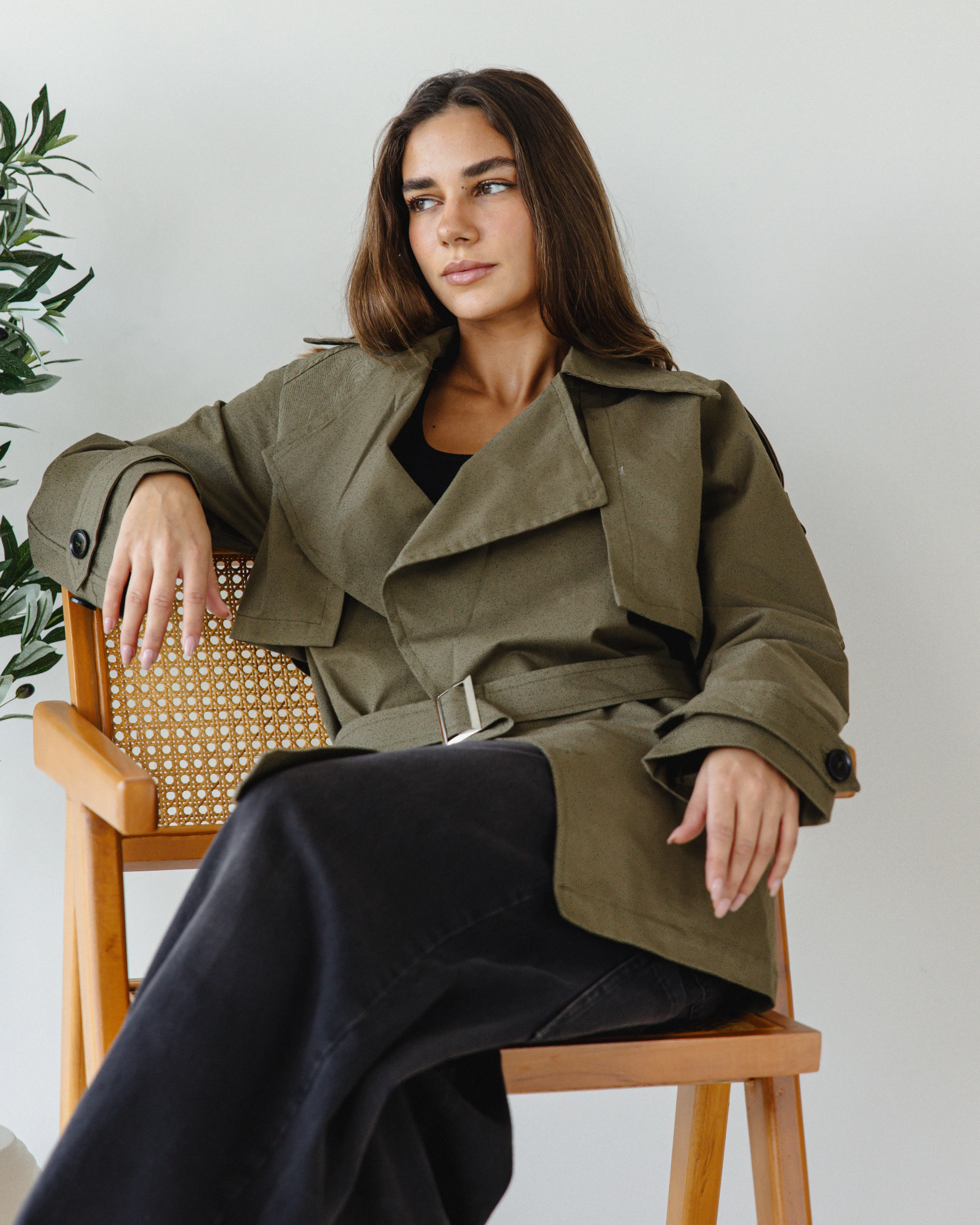 SHORT TRENCH COAT KHAKI