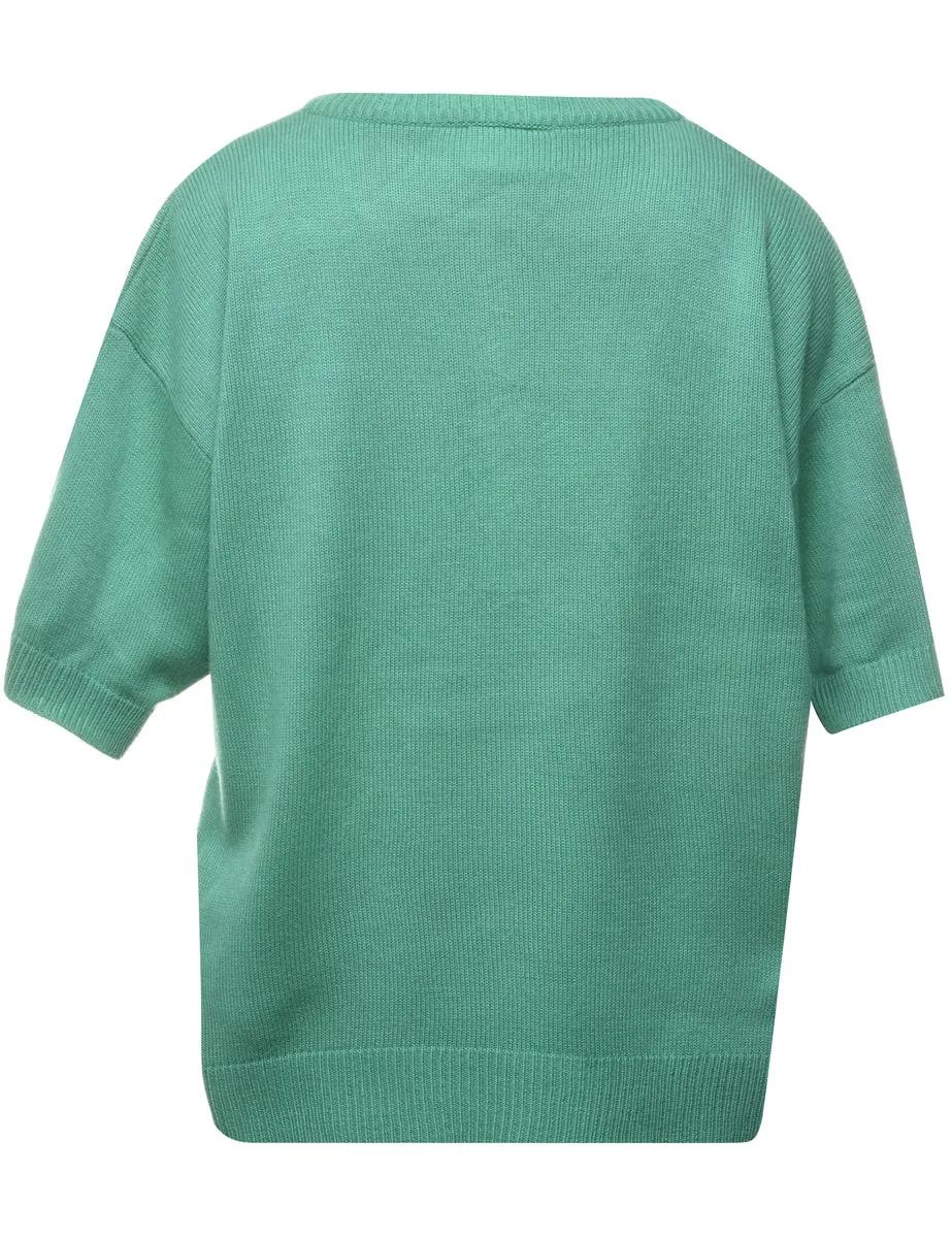 Striped Turquoise Jumper - L