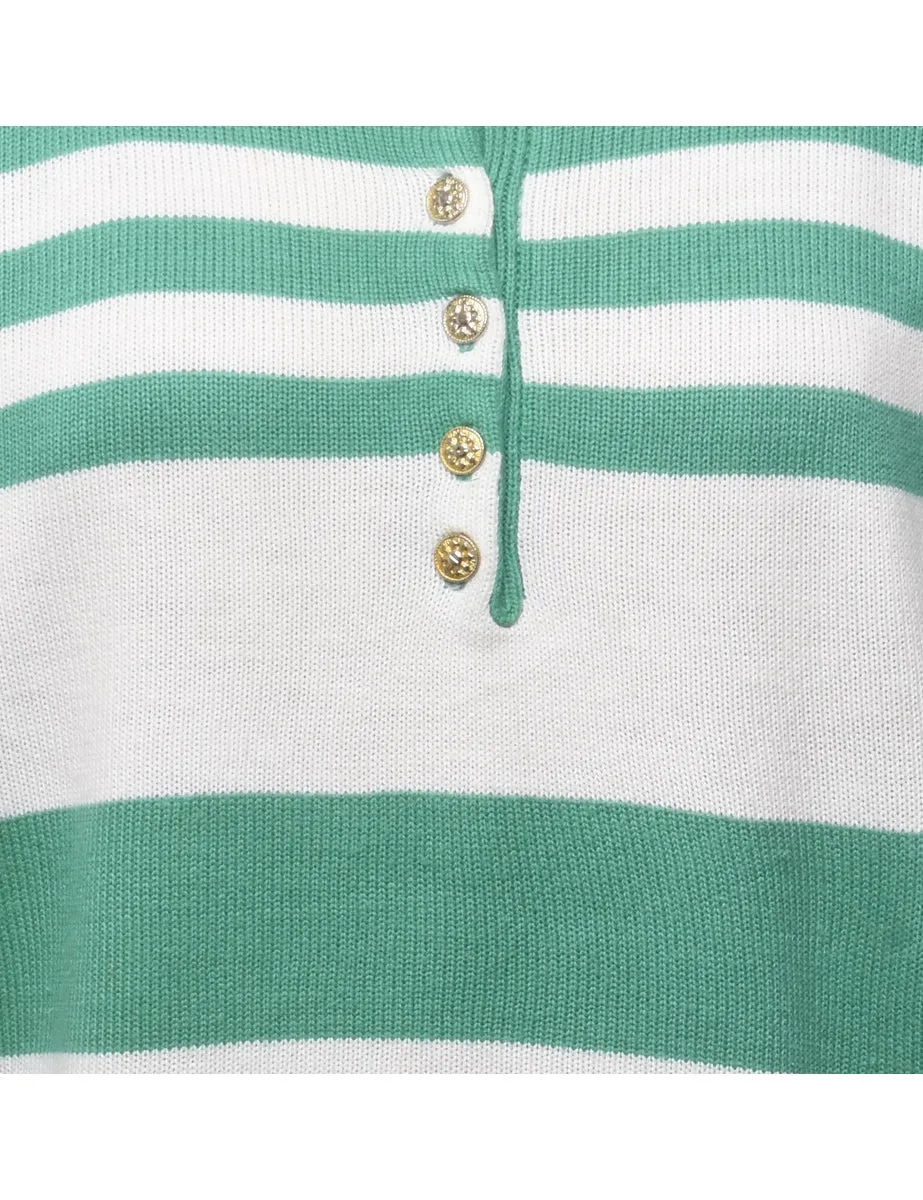 Striped Turquoise Jumper - L