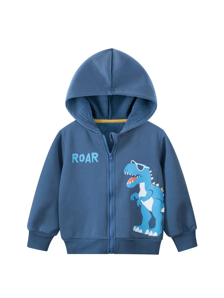 Toddler/Kid Boy's Blue Dinosaur Print Design Cotton Jacket