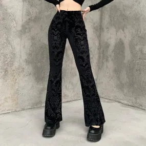 Women's Gothic Embossed Design Flared Pants